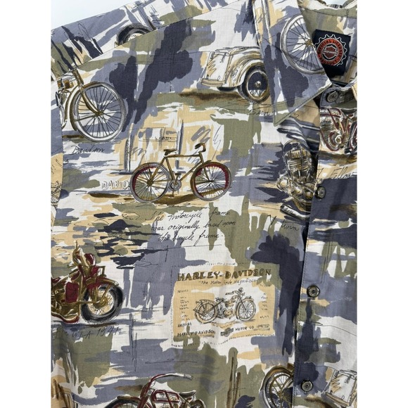 Vintage Harley Davidson Motorcycle Men's Button Up Shirt Graphic 3XL Cotton Lawn - Picture 5 of 7